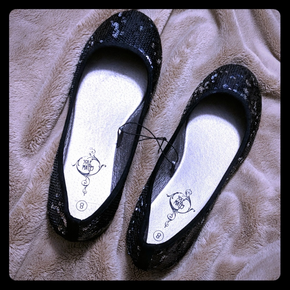 Black sequin flats
